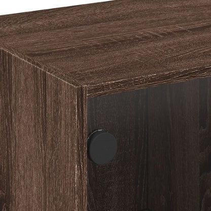 Tv-meubel met glazen deuren 102x37x42 cm bruin eikenkleur