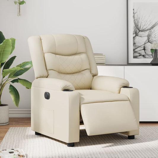 Fauteuil elektrisch verstelbaar kunstleer crèmekleurig