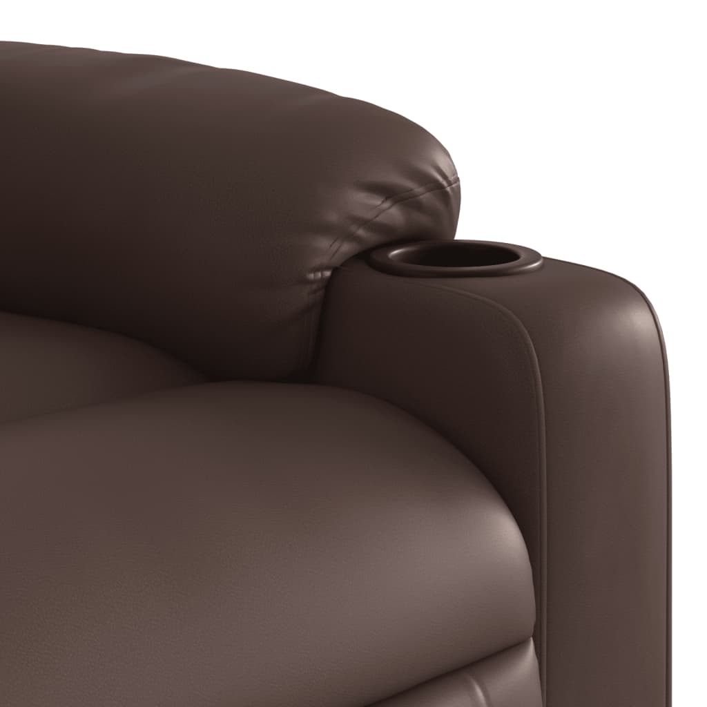 Fauteuil verstelbaar elektrisch kunstleer bruin