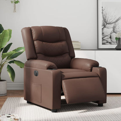 Fauteuil verstelbaar elektrisch kunstleer bruin