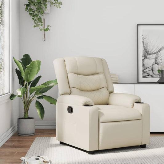 Fauteuil verstelbaar kunstleer crèmekleurig