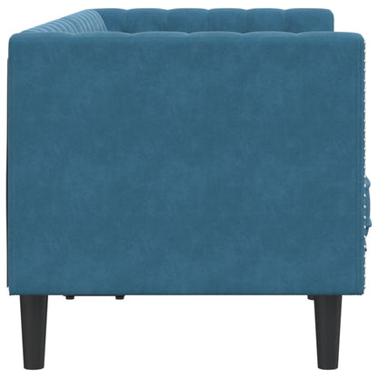 Tweezitsbank Chesterfield-stijl en bolsters fluweel blauw