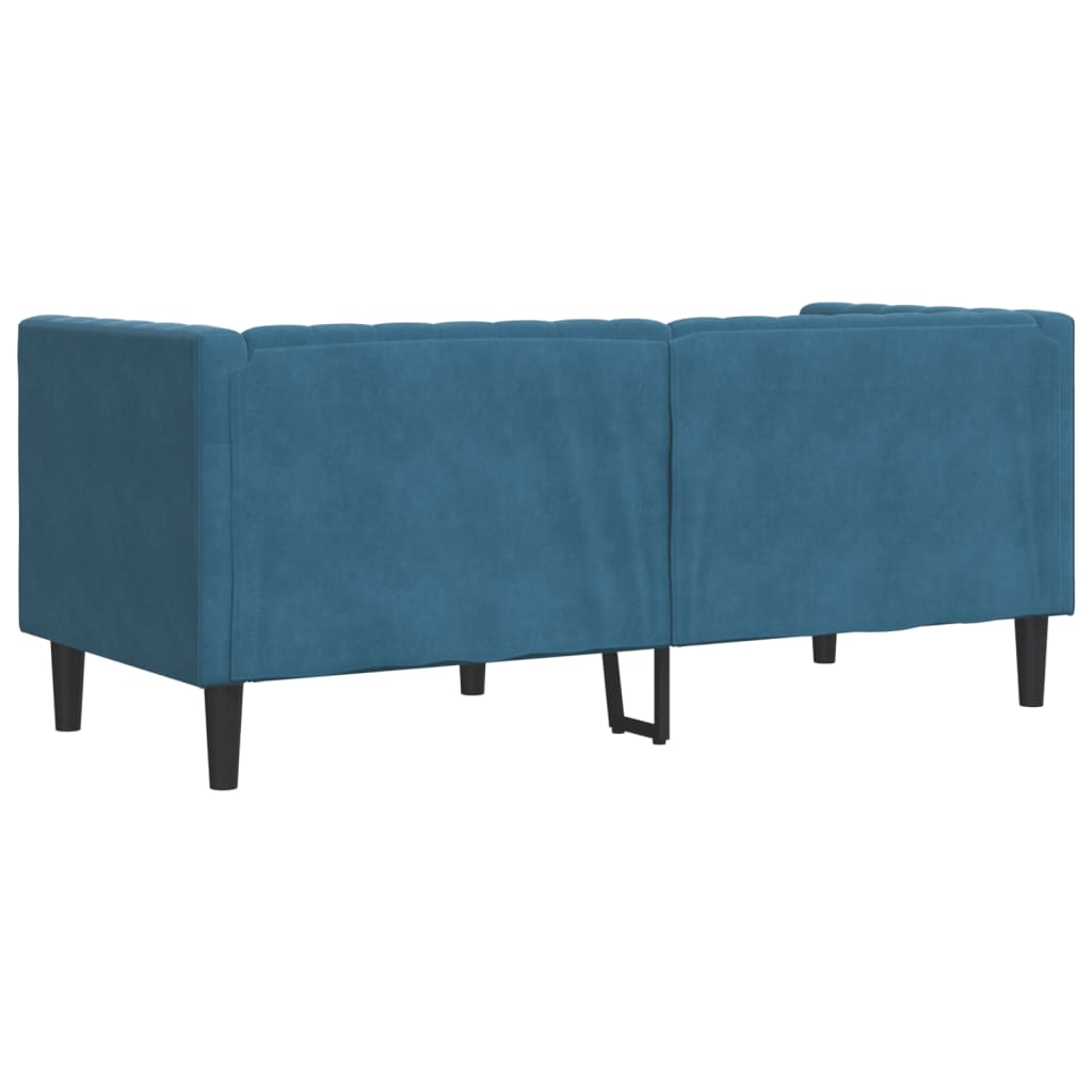 Tweezitsbank Chesterfield-stijl en bolsters fluweel blauw