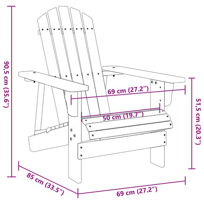 Stoel Adirondack 69x85x90,5 cm massief vurenhout grijs