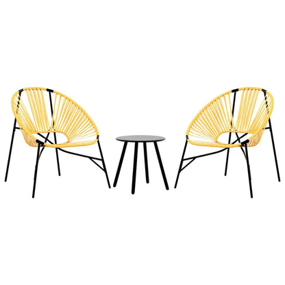 Set tuinstoelen 3-delig poly rattan zwart en geel