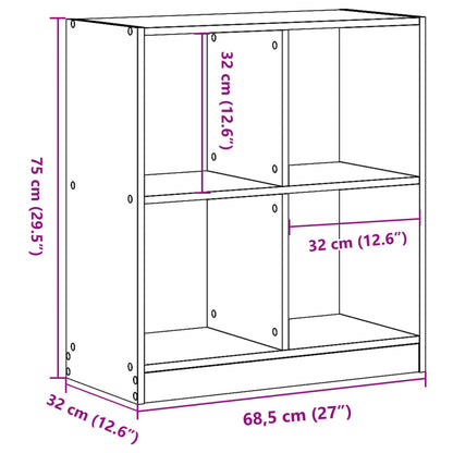 Boekenkast 68,5x32x75 cm bewerkt hout oud houtkleurig