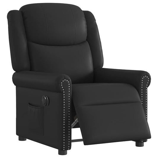 Fauteuil elektrisch verstelbaar kunstleer glanzend zwart