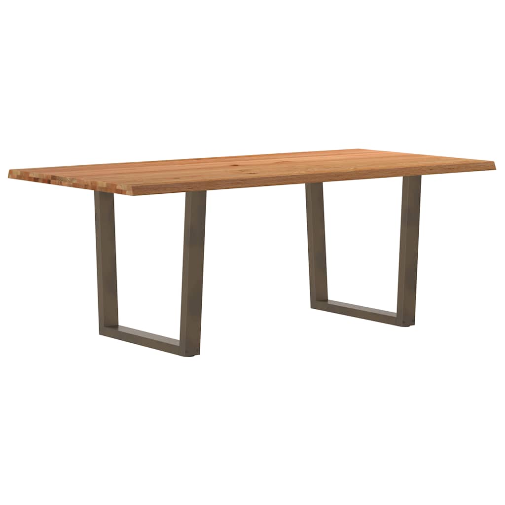 Eettafel met natuurlijke rand 200x100x74 cm massief eikenhout