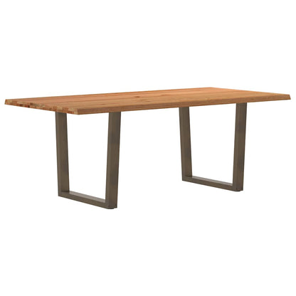 Eettafel met natuurlijke rand 200x100x74 cm massief eikenhout