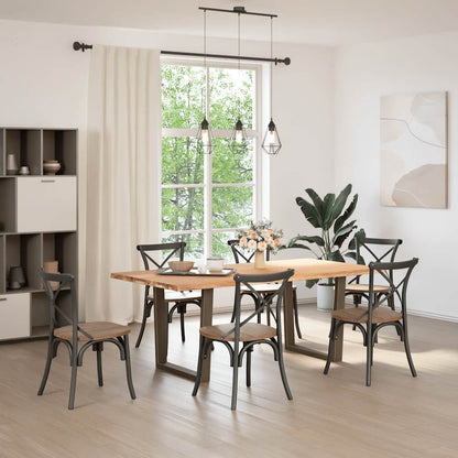 Eettafel met natuurlijke rand 200x100x74 cm massief eikenhout