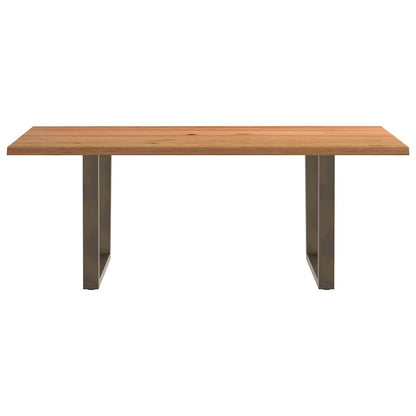 Eettafel met natuurlijke rand 200x100x74 cm massief eikenhout