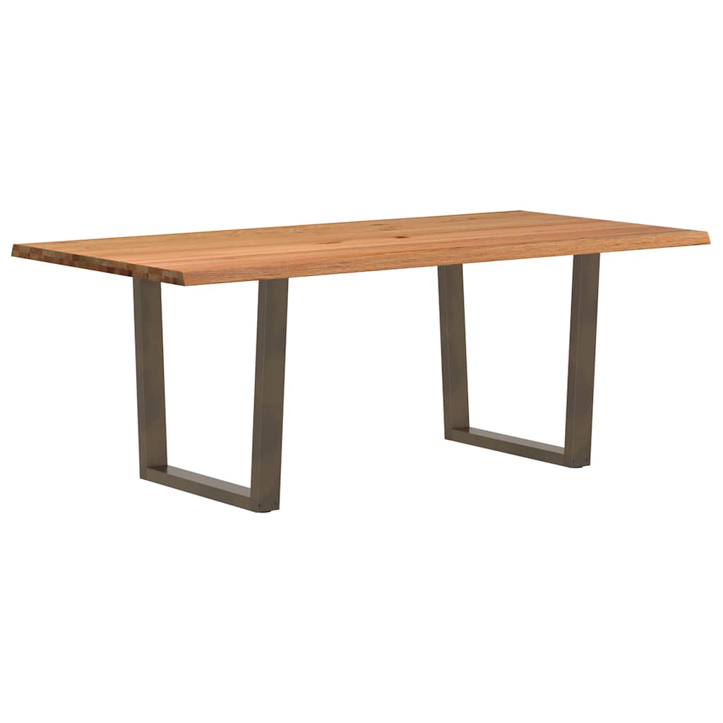 Eettafel met natuurlijke rand 200x100x74 cm massief eikenhout