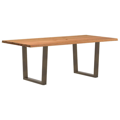 Eettafel met natuurlijke rand 200x100x74 cm massief eikenhout