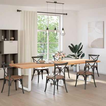 Eettafel met natuurlijke rand 320x100x74 cm massief eikenhout