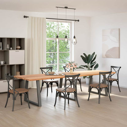 Eettafel met natuurlijke rand 320x100x74 cm massief eikenhout