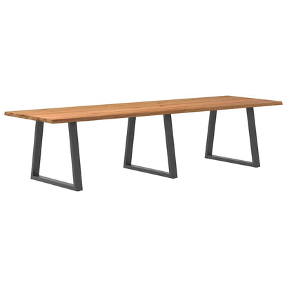 Eettafel met natuurlijke rand 320x100x74 cm massief eikenhout