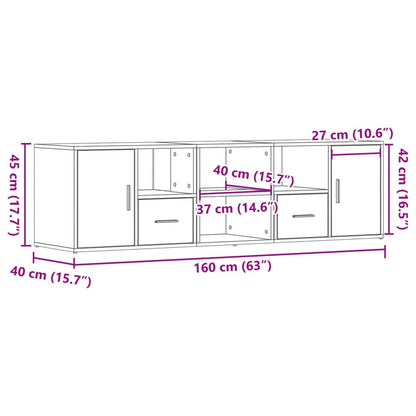 Hoekkast 160x40x45 cm bewerkt hout sonoma eikenkleurig