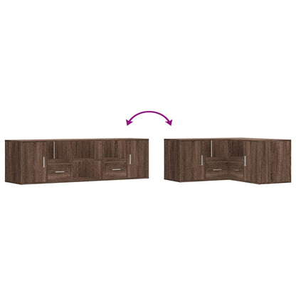 Hoekkast 160x40x45 cm bewerkt hout bruin eikenkleurig