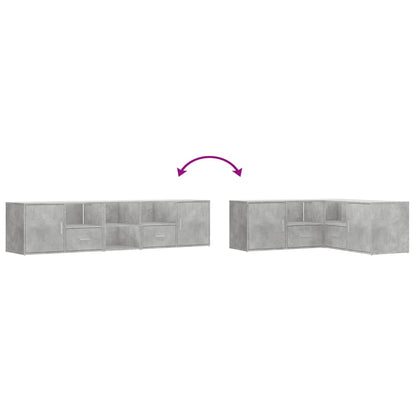 Hoekkast 200x40x45 cm bewerkt hout betongrijs