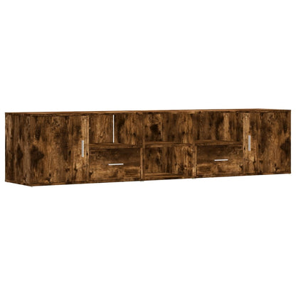 Hoekkast 200x40x45 cm bewerkt hout gerookt eikenkleurig