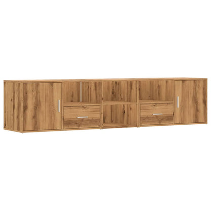 Hoekkast 200x40x45 cm bewerkt hout artisanaal eikenkleurig