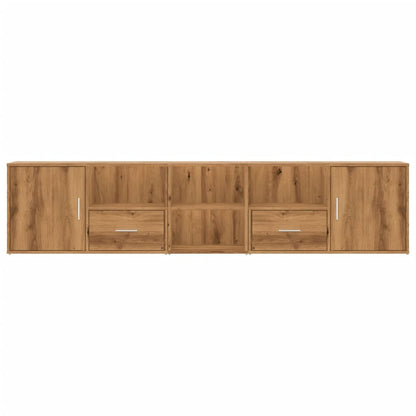 Hoekkast 200x40x45 cm bewerkt hout artisanaal eikenkleurig