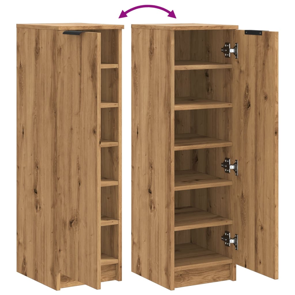 Schoenenkast 29,5x35x100,5 cm bewerkt hout artisanaal eiken