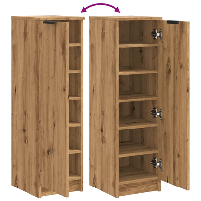 Schoenenkast 29,5x35x100,5 cm bewerkt hout artisanaal eiken