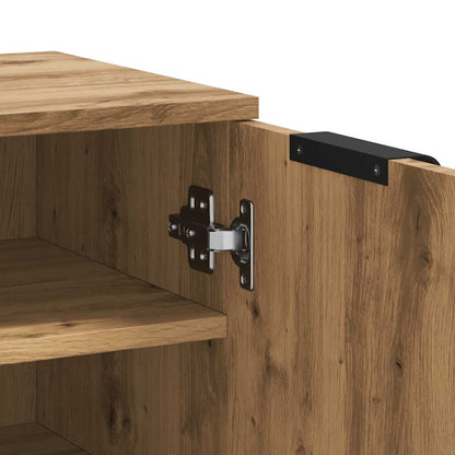 Schoenenkast 29,5x35x100,5 cm bewerkt hout artisanaal eiken