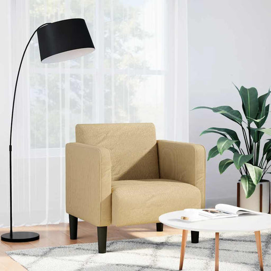 Fauteuil met armleuningen 54 cm corduroy stof lichtgroen grijs
