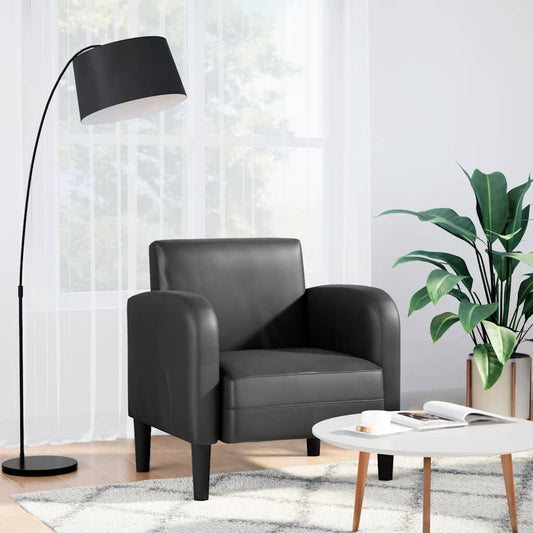 Fauteuil met armleuningen 54 cm kunstleer zwart