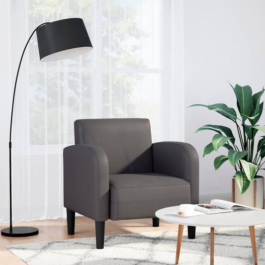 Fauteuil met armleuningen 54 cm kunstleer grijs