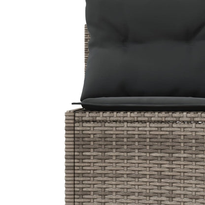 Tuinbank met kussens halfrond poly rattan grijs
