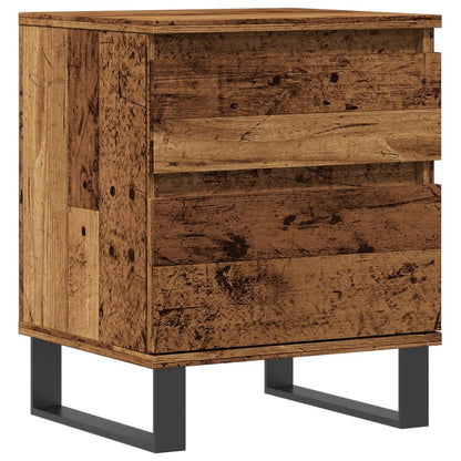 Nachtkastje 40x35x50 cm bewerkt hout oud houtkleurig