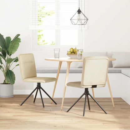 Eetkamerstoelen 2 st stof crèmekleurig