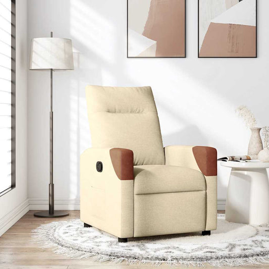 Fauteuil verstelbaar stof crèmekleurig